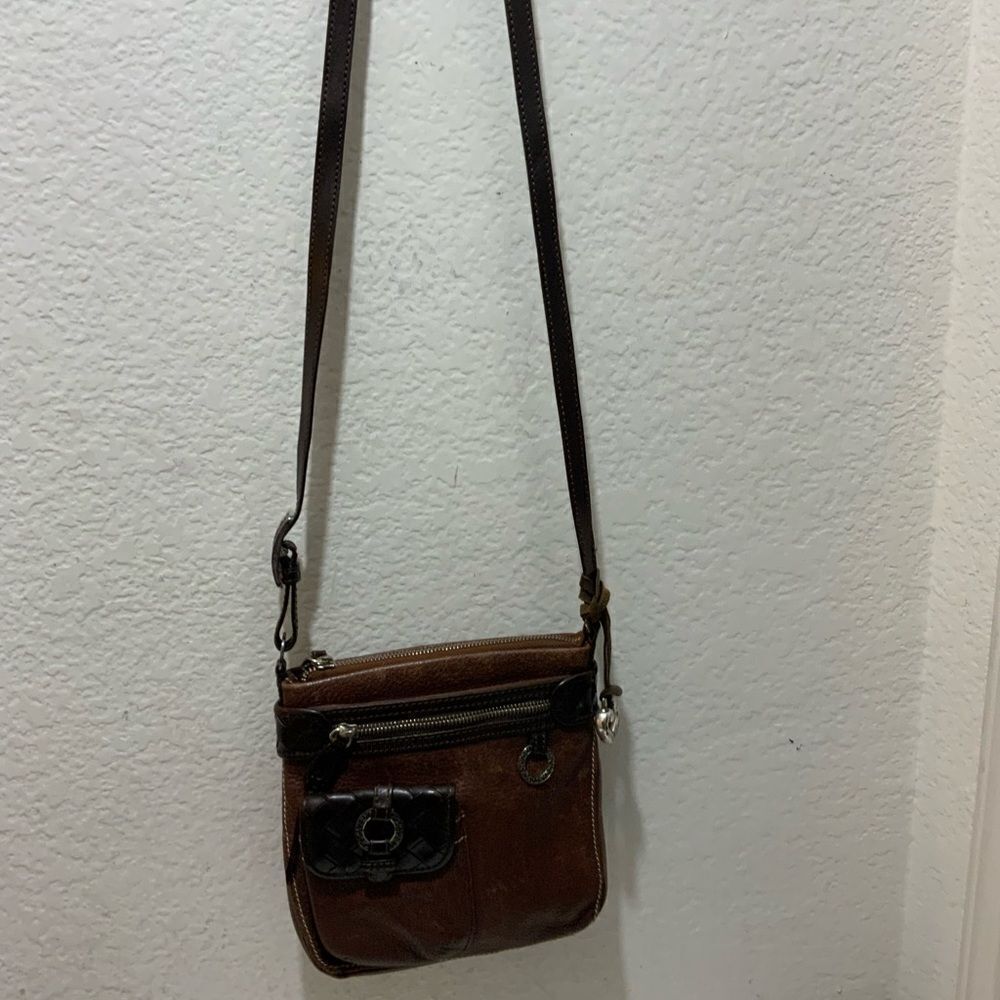 Brighton Vintage Crossbody Bag Brown  Black organizer credit cards slots